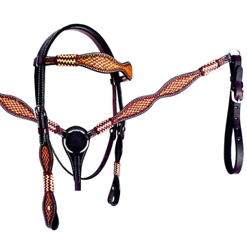 HILASON Western Horse Headstall Breast Collar Set American Leather Tan